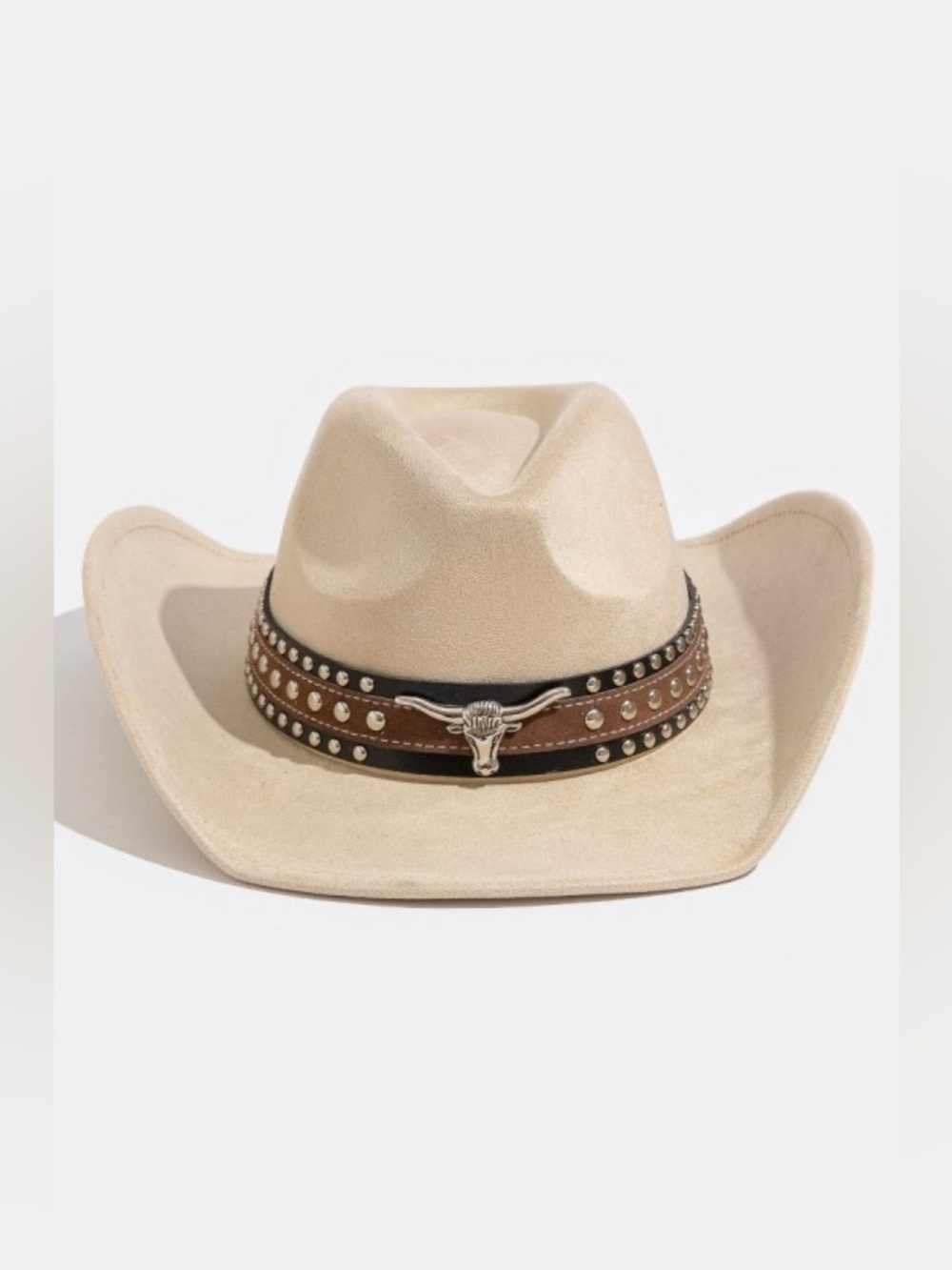 Layered Western Bull Head Strap Cowboy Hat